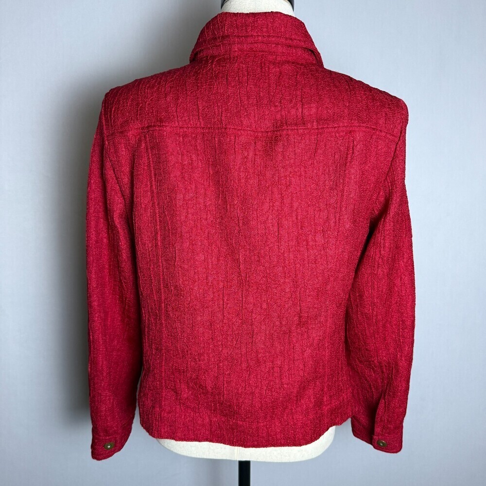 N Touch Vintage Red Crinkled Texture Women's Jacket, Sz 10, Pockets Y2K Business - Picture 10 of 16